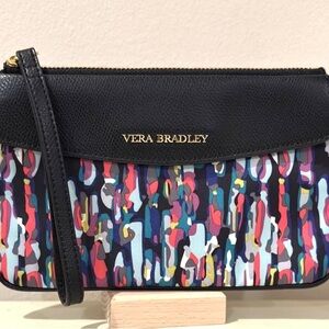 Vera Bradley Black Navy Multi-Color Patterned Wristlet